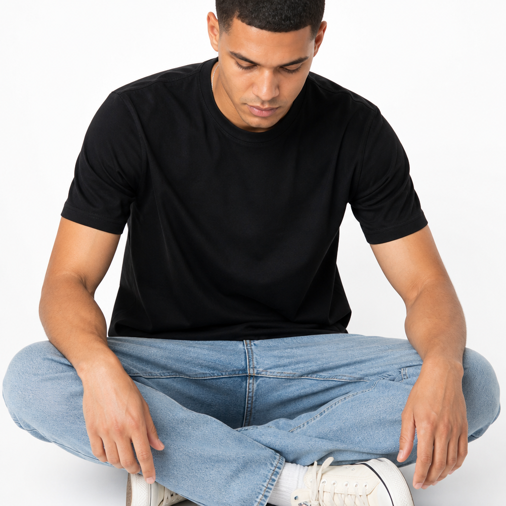 Fit and fabric detail of the regular fit tee